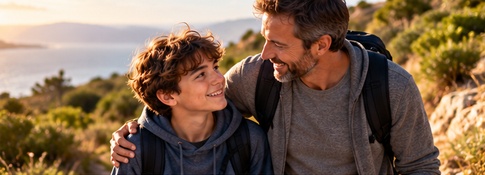 Padre e hijo en actividad