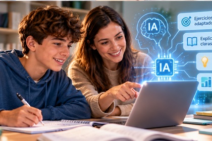 Profesor y alumno usando la IA